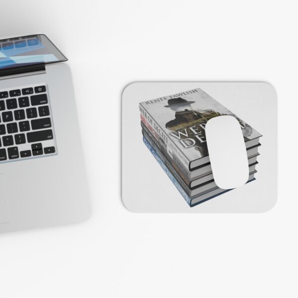 Mouse Pad (Rectangle) - stacked books, Web of Deceit front - Image 4