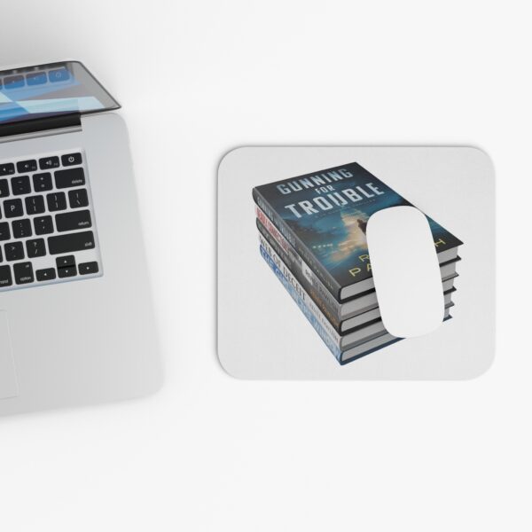 Mouse Pad (Rectangle) - stacked books, Gunning for Trouble front - Image 4