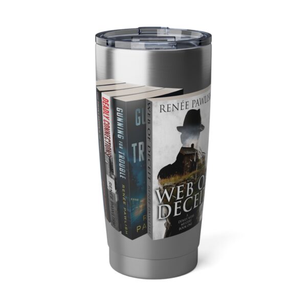 Vagabond 20oz Tumbler - Upright books - Web of Deceit front