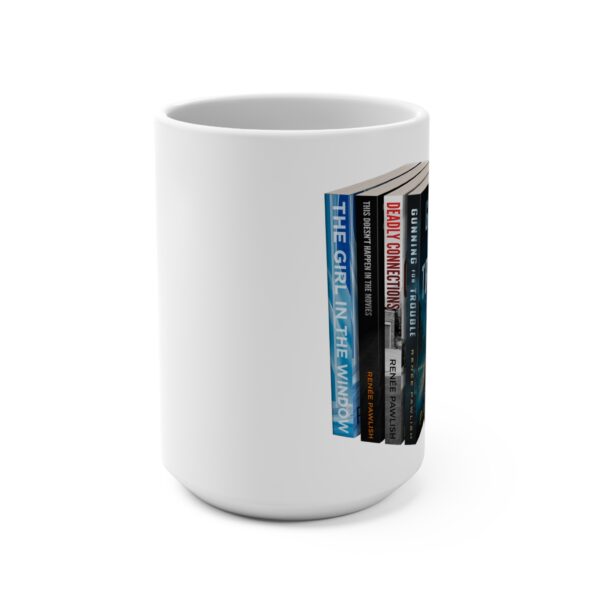 Mug 15oz - Renée Pawlish upright books, Web of Deceit front - Image 2